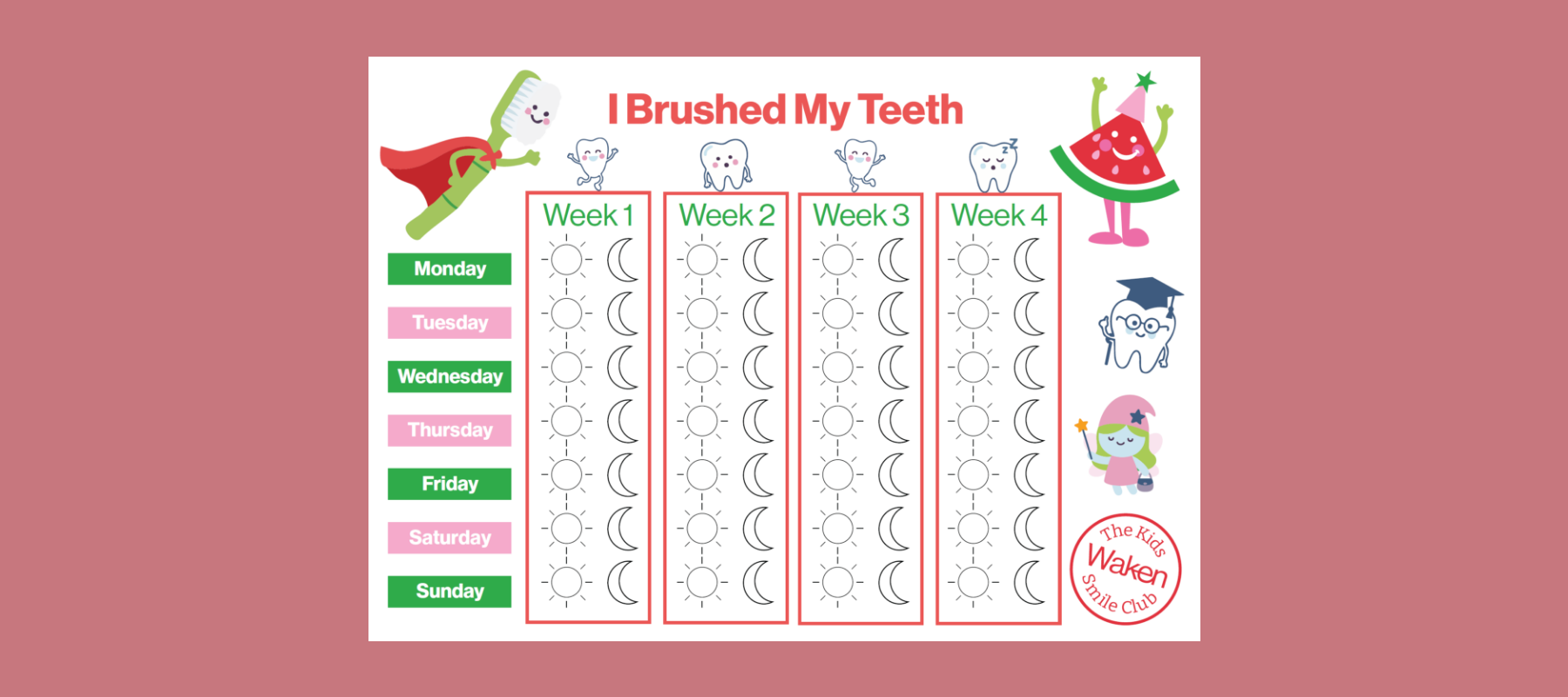 Weekly Brushing Chart