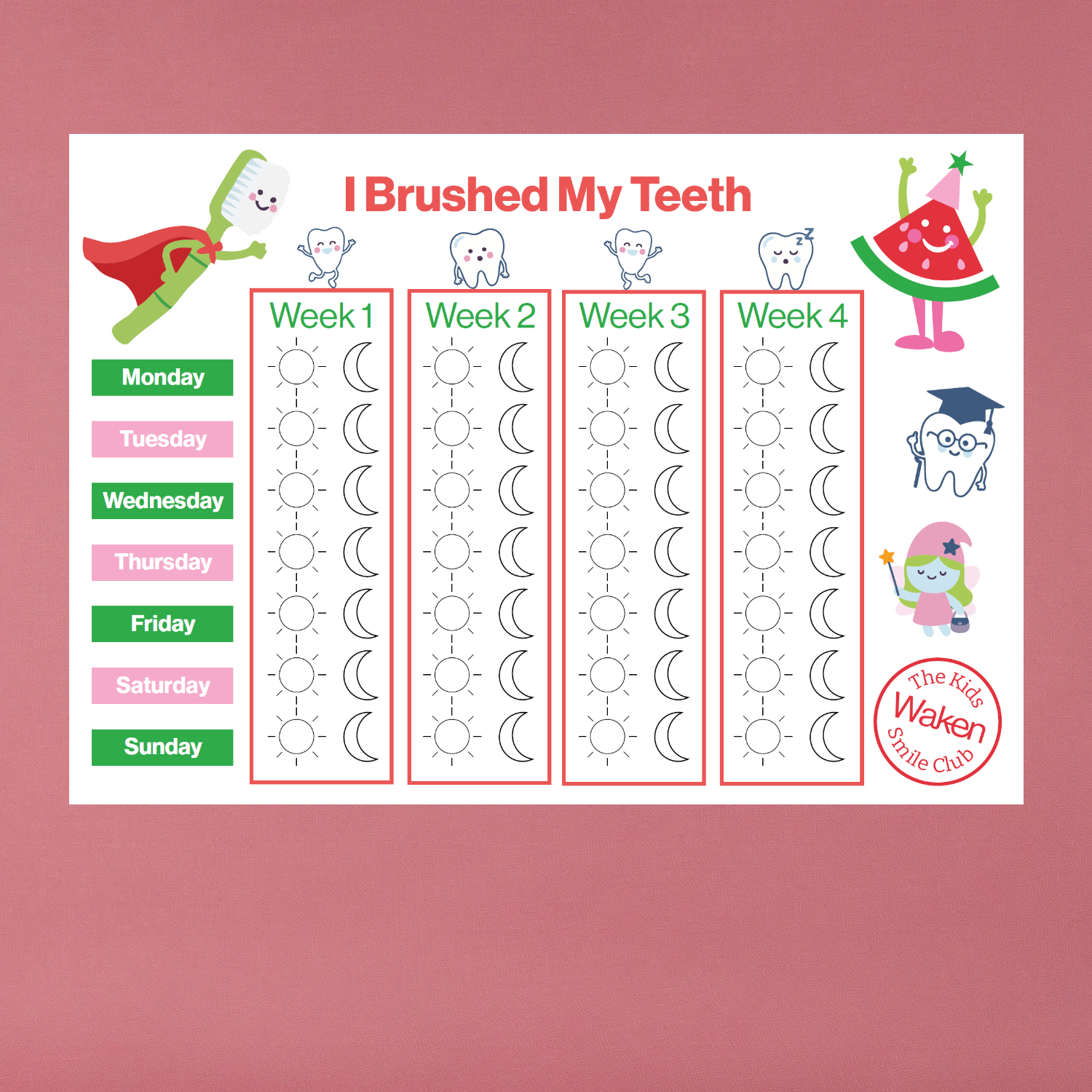 Weekly Brushing Chart