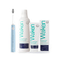Waken Enamel Care Starter Kit contents: Sonic Toothbrush in mint blue, Enamel Care Mouthwash 500ml and Enamel Care Toothpaste 75ml